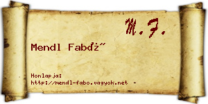 Mendl Fabó névjegykártya